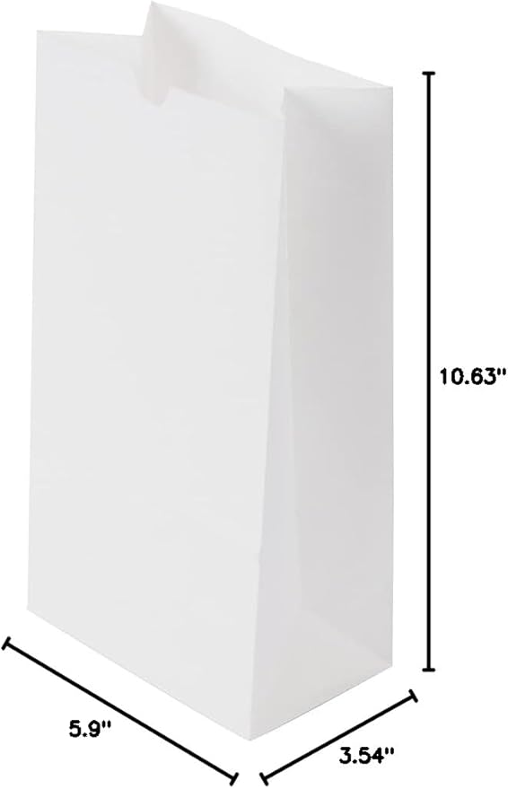 Restaurantware Bag Tek 6lb Paper Bags 100 Disposable Lunch Bags - Medium For Lunches Sandwiches And Snacks White Paper Kraft Paper Bags For Shopping Party Favors Or Gifts