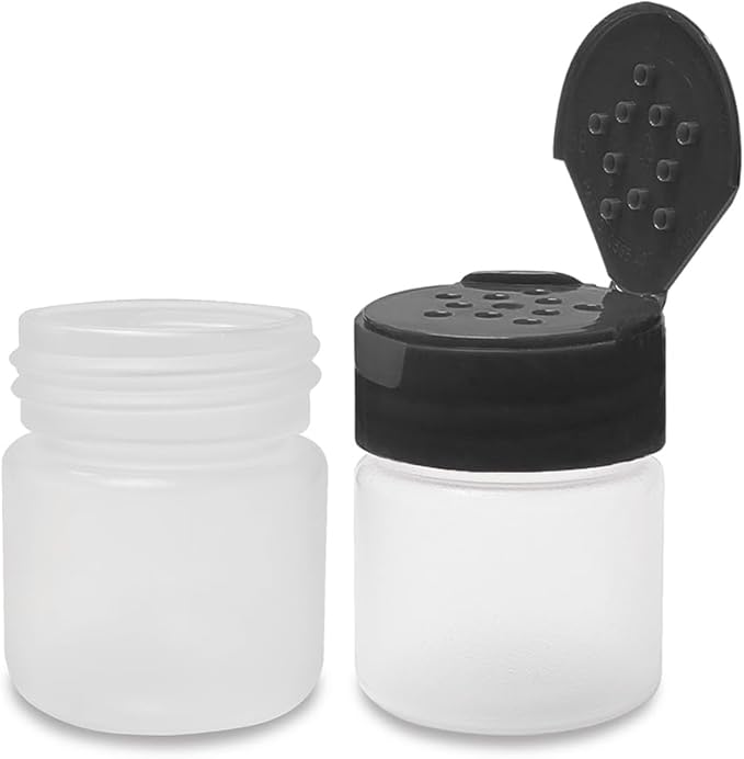 ljdeals 1 oz Plastic Spice Jars with Black Flip & Sift Caps – 12 Pack Empty Spice Bottles for Herbs, Seasonings, Powders, Camping, Travel, Kitchen, Restaurant Use – BPA-Free, Recyclable, Made in USA