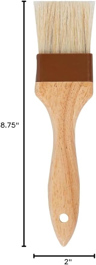 Restaurantware Pastry Tek 2 inch Wide Buttering Brush 1 Boar Bristle Pastry Brush - Hardwood Handle Built-In Hanging Hole Wood Basting Brush Sturdy Ferrule For Glazing And Basting