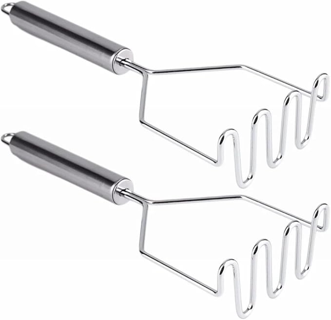 4-Pack Potato Masher, Sturdy Stainless Steel Wire Masher, Heavy Duty Metal Potato Ricer, Manual Masher for Vegetables and Fruits, Dishwasher Safe