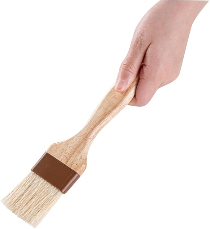 Restaurantware Pastry Tek 2 inch Wide Buttering Brush 1 Boar Bristle Pastry Brush - Hardwood Handle Built-In Hanging Hole Wood Basting Brush Sturdy Ferrule For Glazing And Basting