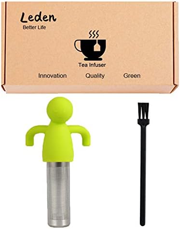 Tea Infuser for Loose Tea Extra Fine Mesh Tea Steeper with Cute Design Tea Strainer Ball with Silicone Handle for Tea Cup Mug, Stainless steel Green