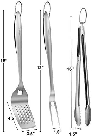 BBQ Set Heavy Duty grilling Utensils 3 piece set. Spetula, Fork Tong. (3 Piece)