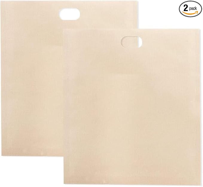 2 Pcs Yellow Toaster Bags for Grilled Cheese Sandwiches Baked Toast Food Bags Made Easy Reusable Size 16 * 18cm Comfortable and Environmentally Toaster Oven Cookware