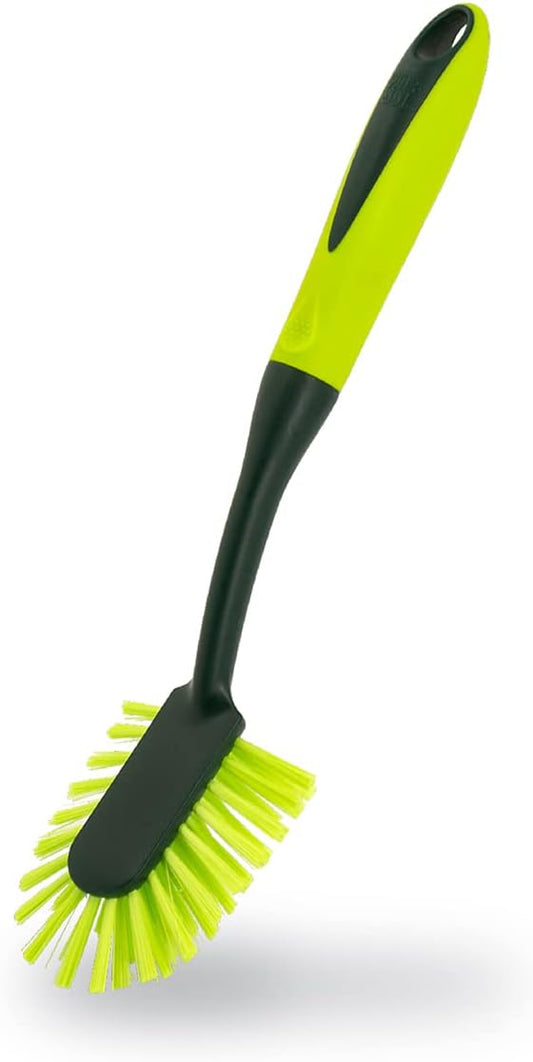 Pine-Sol Long Handle Dish Brush – Heavy Duty Bristle Kitchen Scrubber, Safe with Non-Stick Cookware