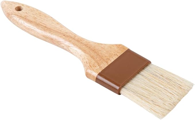 Restaurantware Pastry Tek 2 inch Wide Buttering Brush 1 Boar Bristle Pastry Brush - Hardwood Handle Built-In Hanging Hole Wood Basting Brush Sturdy Ferrule For Glazing And Basting