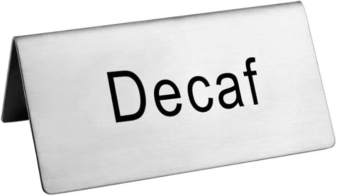 New Star Foodservice Stainless Steel Table Tent Sign (Silver (Decaf), 3"x 1.5" (Set of 2))