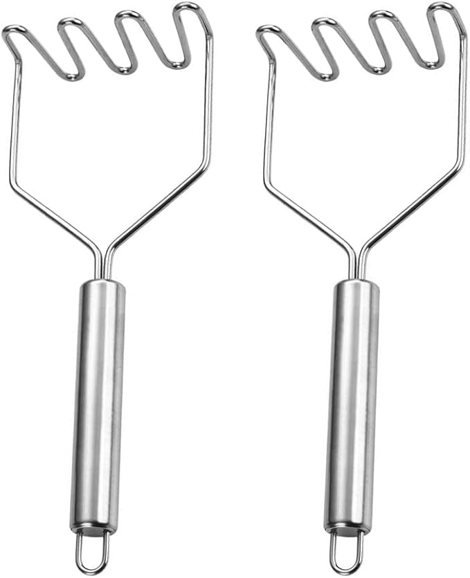 4-Pack Potato Masher, Sturdy Stainless Steel Wire Masher, Heavy Duty Metal Potato Ricer, Manual Masher for Vegetables and Fruits, Dishwasher Safe