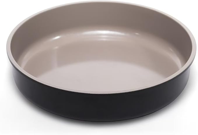 9.5 Inch Round Cake Pan,Cast Aluminum Bakeware Ceramic Nonstick for Cake Baking,Oven and Dishwasher Safe(Black)