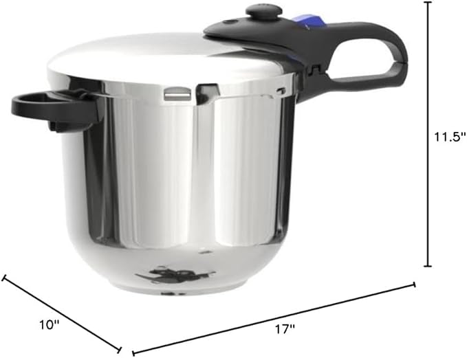 MAGEFESA Favorit 6.3 Qt Pressure Cooker – Easy-to-Use Fast Cooking Pot, 18/10 Stainless Steel, Induction Compatible, Even Heat Distribution, Works on All Stovetops