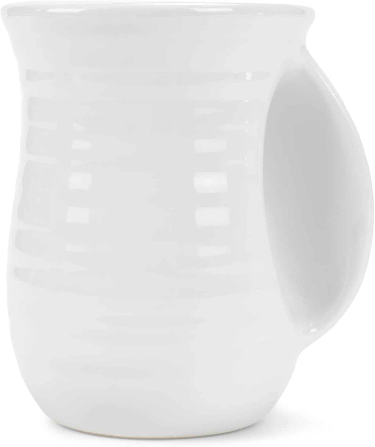 Elanze Designs Ribbed 14 ounce Ceramic Stoneware Handwarmer Mug, White