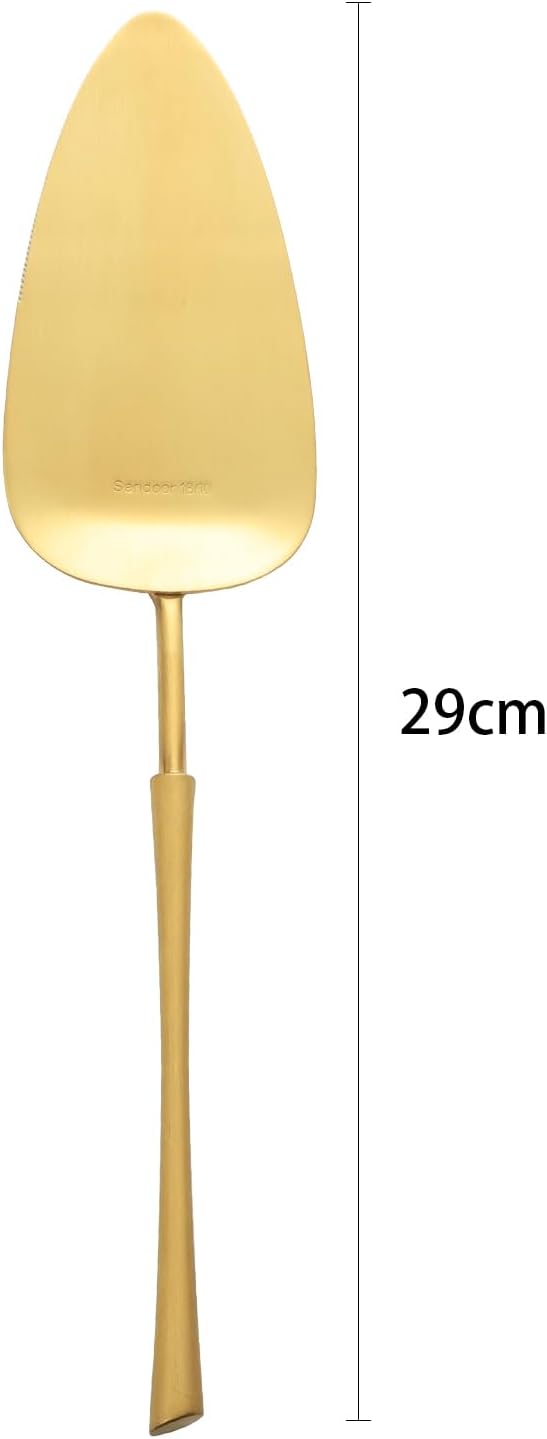 gold Cake Cutter,Stainless Steel Pie Spatula Serrated,Cake Pizza Cutter Tart Dessert Slicer Comfortable Handle(gold)