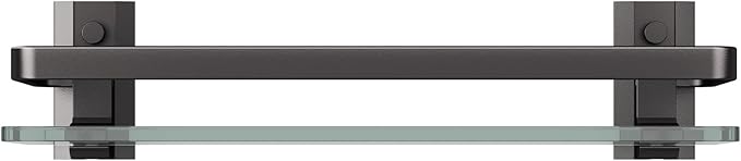 Danpoo Clear Tempered Glass Wall Shelf, Wall-Mounted Organizer for Bathroom, Kitchen(Matte Black)