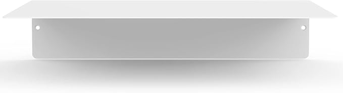 DIY CARTEL Made in USA Linear Floating Shelf - Forged USA Manufactured Steel - Industrial Heavy Duty Metal Wall Mounted Modern Rustic Farmhouse Designed Shelf (12-in X 8-in Powder Coated White)