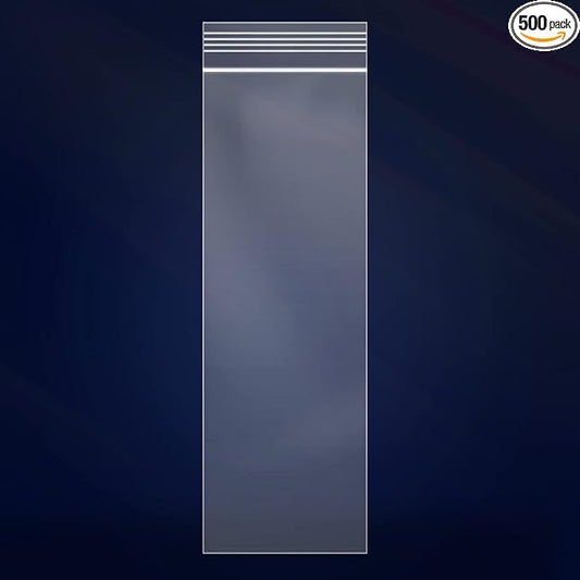 iMailer - 500 Pcs -3" x 11" Incense Bags-Resealable Zip Bags for Snack, Necklaces, Jewelry, Packaging & Shipping