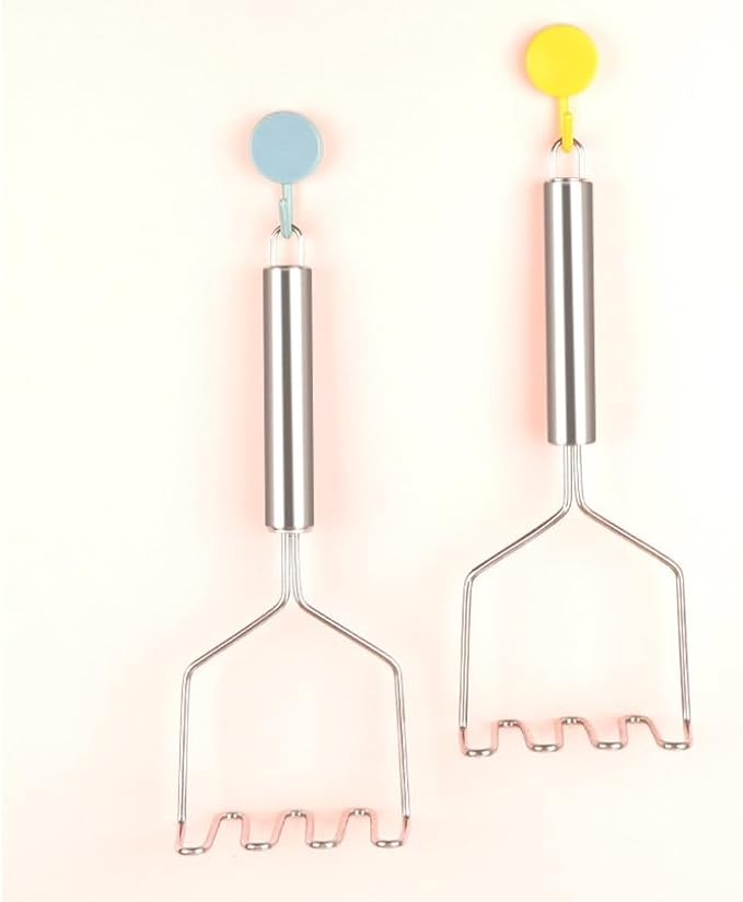 4-Pack Potato Masher, Sturdy Stainless Steel Wire Masher, Heavy Duty Metal Potato Ricer, Manual Masher for Vegetables and Fruits, Dishwasher Safe