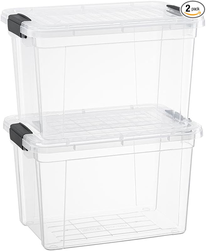 Superio Clear Storage Boxes with Lids, 4.75 Quart Plastic Container Bins for Organizing, Stackable Crates, BPA Free, Non Toxic, Odor Free, Organizers for Home, Office, School, and Dorm