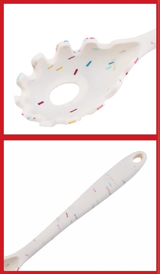 Silicone Pasta Fork (11.5"), High Heat Resistant to 480°F, Hygienic One Piece Design, Spaghetti Strainer & Server Spoon Pasta Forks (Gray)