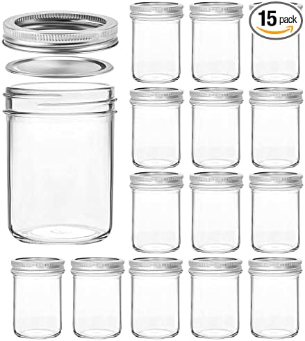 VERONES Mason Jars 8 OZ, 8 OZ Canning Jars Jelly Jars With Regular Lids, Ideal for Jam, Honey, Wedding Favors, Shower Favors