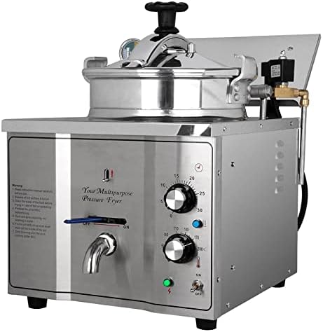 INTSUPERMAI 16L Commercial Electric Pressure Fryer Stainless Steel Countertop Pressure Fryer Electric Fried Chicken Stove Professional Tabletop Restaurant Kitchen Frying Machine 110V 2.4KW