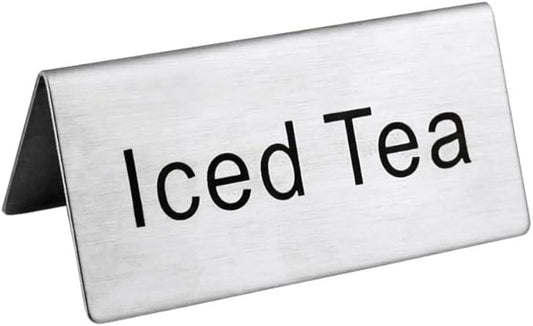 New Star Foodservice Stainless Steel Table Tent Sign (Silver (Iced Tea), 3 x 1.5-Inch (Set of 6))
