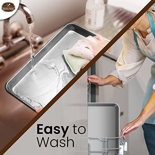 Baking Sheet Pan 9x13 Non Toxic Baking sheets for Oven in Rust Free Best cookie sheets for baking, Warp Resistant, Food Grade Aluminum, Versatile, Easy Cleanup - Quarter Sheet Pan Pack Of 2