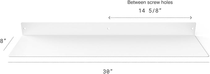 DIY CARTEL Linear Floating Shelf - Forged Raw Blackened Steel - Industrial Heavy Duty Metal Wall Mounted Modern Rustic Shelf - Made in The USA (30-inch x 8-inch White)