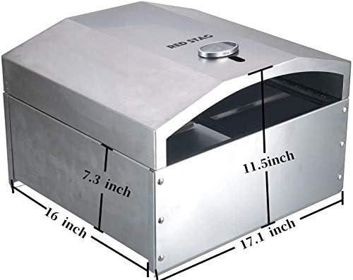 Red Stag Pellet Grill Pizza Oven Attachment Stainless Steel Outdoor Pizza Oven with Pizza Stone Kit Accessory Set for Traeger/Pit Boss/Camp Chef/Embers Wood Pellet Smoker Grills