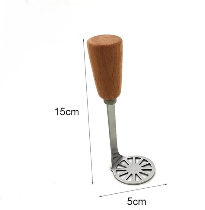 Mini Potato Masher,Avocado Masher with Wood Non Slip Handle,Stainless Steel Masher Kitchen Tool