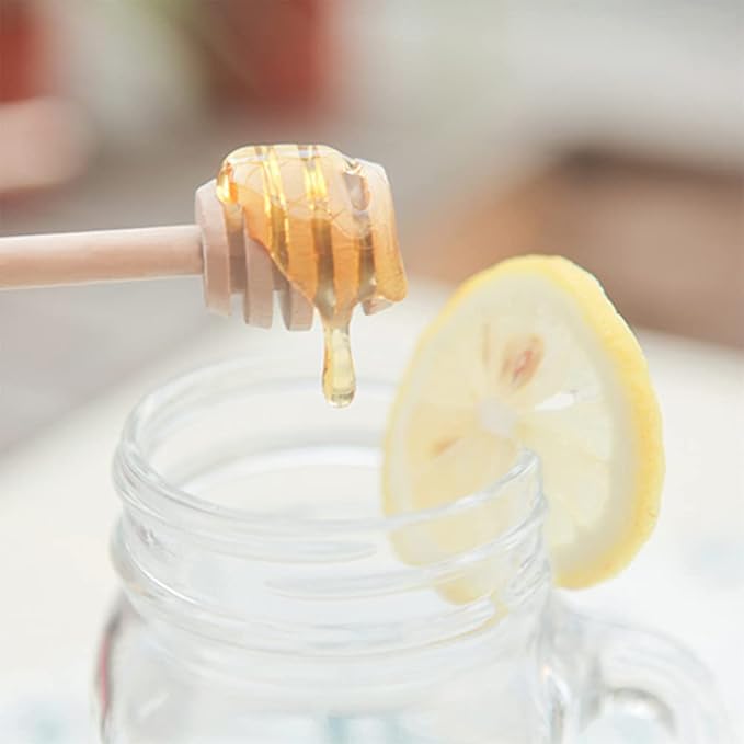 100pcs Honey Dipper Sticks, 3 inch Wooden Honey Dipper Honey Stirrers Honey Spoon with Natural Jute Twine Kraft Paper Tags for Honey Jar Dispense Drizzle Honey Wedding Party Favors Honey Server