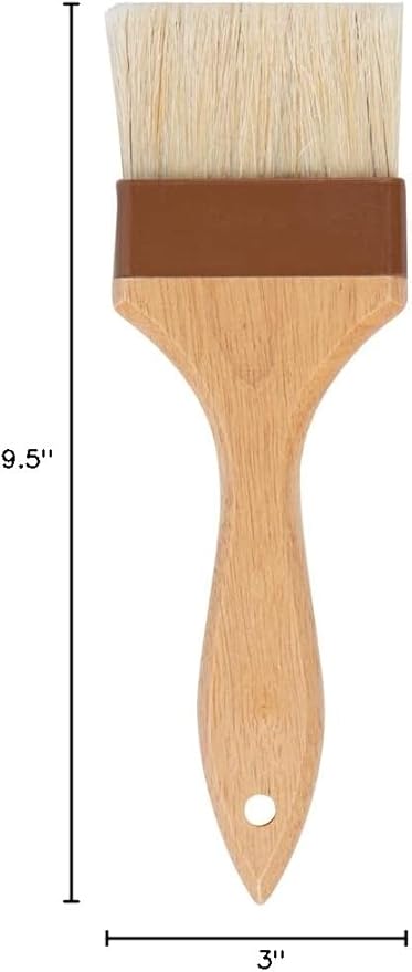 Restaurantware Pastry Tek 3 Inch Wide Buttering Brush 1 Boar Bristle Pastry Brush - Hardwood Handle Built-In Hanging Hole Wood Basting Brush Sturdy Ferrule For Glazing And Basting