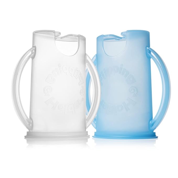 Squeeze Proof Food Pouch Holder for Toddlers, Babies, Kids, Mess Free No Squeeze Juice Box Drink and Applesauce Snack Holder with Easy Grip Handles and Lid