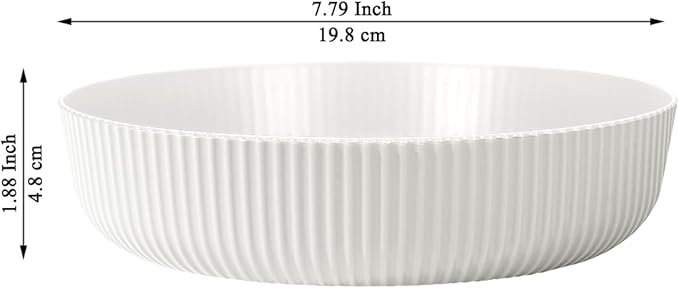 Kyraton Pasta Bowls Set of 4, 37oz Salad Bowls White Soup Bowls Large Pasta Serving Bowl Plastic Unbreakable Serving Dishes Dinner Bowls (White)