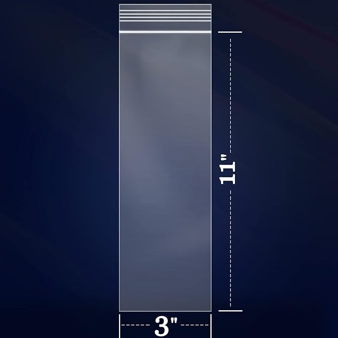 iMailer - 200 Pcs -3" x 11" Incense Bags-Resealable Zip Bags for Snack, Necklaces, Jewelry, Packaging & Shipping