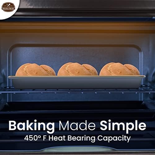 Baking Sheet Pan 9x13 Non Toxic Baking sheets for Oven in Rust Free Best cookie sheets for baking, Warp Resistant, Food Grade Aluminum, Versatile, Easy Cleanup - Quarter Sheet Pan Pack Of 2