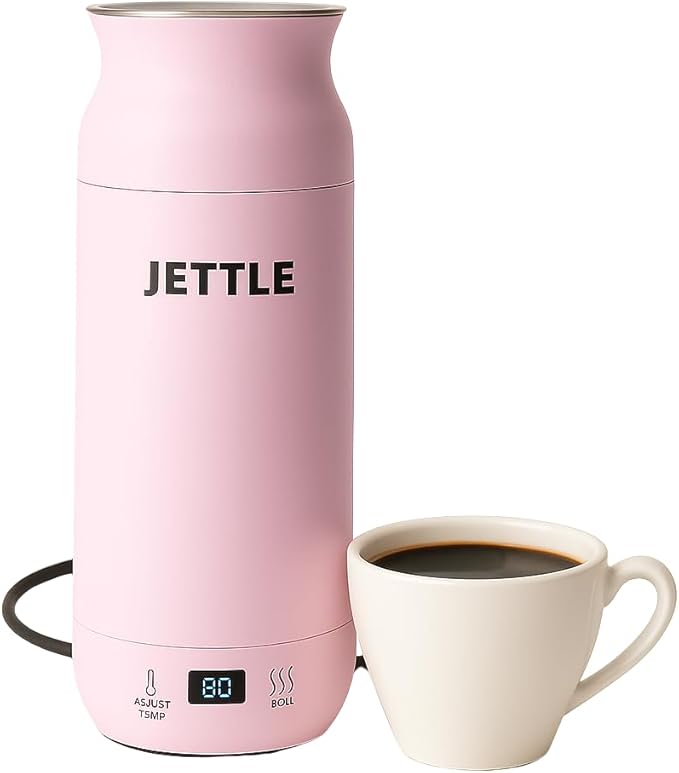 Electric Kettle - Travel Portable Heater for Coffee Tea Milk Soup - Stainless Steel Travel Water Boiler tea pot with Temperature Control - LED - Automatic Power Off - 450ml - Kitchen Appliance