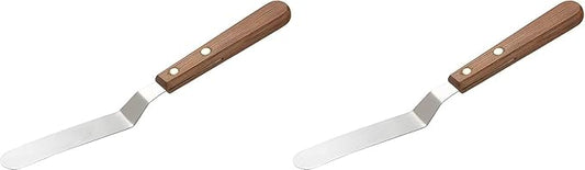 Icing Spatula | Professional Cake Angled Offset Spatula with 4.5" Stainless Steel Blade | Thickened Frosting Knife with Durable Wooden Handle for Cake Decorating, Pastry & Baking [2PK]