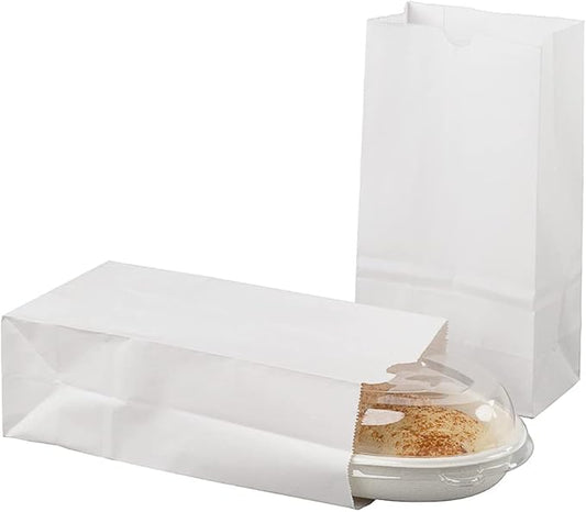 Restaurantware Bag Tek 4lb Paper Bags 100 Disposable Lunch Bags - Small For Lunches Sandwiches And Snacks White Paper Kraft Paper Bags For Shopping Party Favors Or Gifts