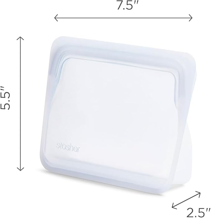 Stasher Premium Silicone Reusable Food Storage Stand-Up Mini Bag, Coral, Microwave, Sous Vide, Dishwasher, Oven and Freezer Safe, BPA Free, Leak-free, Eco-friendly, 28 Oz