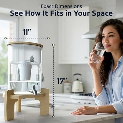 pH Recharge Glass Alkaline Water Filter Dispenser - Countertop Water Filter System - Purifier Pitcher for Home and Office - High pH Pure Drinking Water Filtration - 8.5L/2.25 Gal