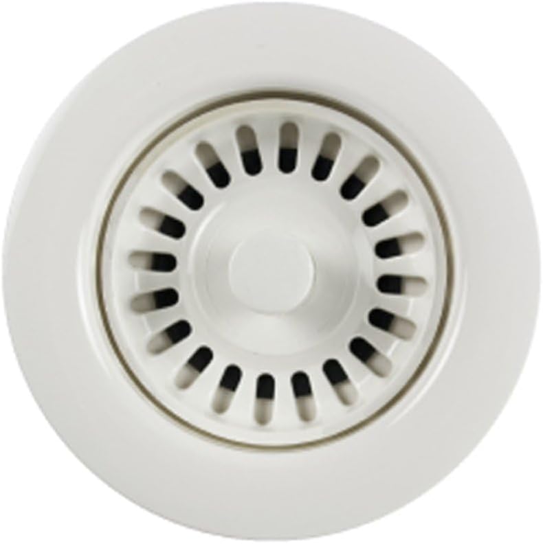 Houzer 190-9261 - 3-1/2 Inch Polar White Kitchen Sink Basket Strainer, Durable Food Catcher Stopper for Metal Kitchen Sink, Ideal for Filtering Waste and Preventing Clogs