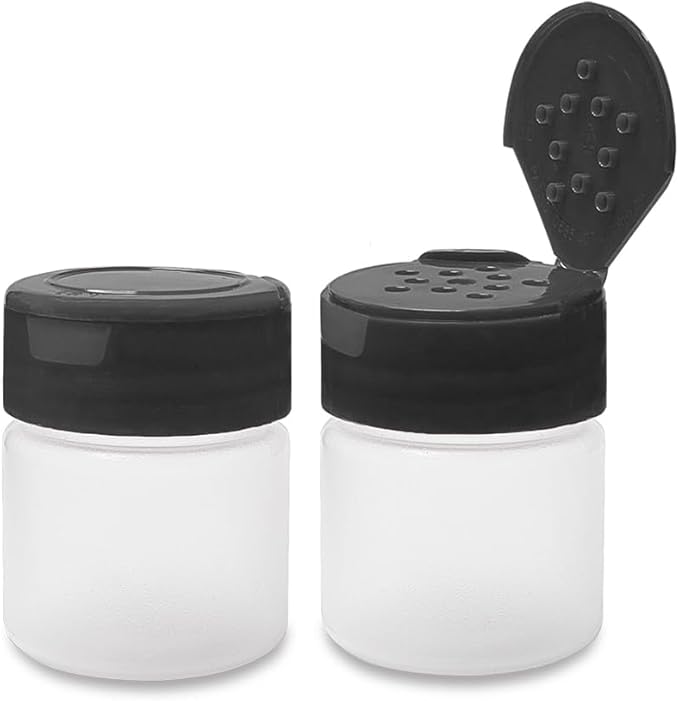ljdeals 1 oz Plastic Spice Jars with Black Flip & Sift Caps – 12 Pack Empty Spice Bottles for Herbs, Seasonings, Powders, Camping, Travel, Kitchen, Restaurant Use – BPA-Free, Recyclable, Made in USA