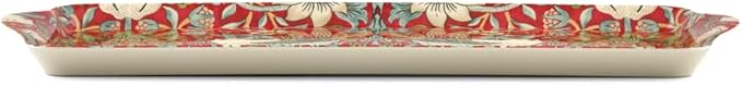 Pimpernel Morris & Co Strawberry Thief Sandwich Tray with Handles, Red - Decorative Melamine Serving Tray for Afternoon Tea, Coffee Table Display, Garden Party Entertaining, Cheese Board, Gifting