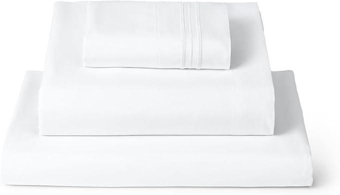 Mellanni Twin Sheets Set - 3 PC Iconic Collection Bedding - Hotel Luxury, Extra Soft, Cooling Bed Sheets - Wrinkle, Fade, Stain Resistant (Twin, White)