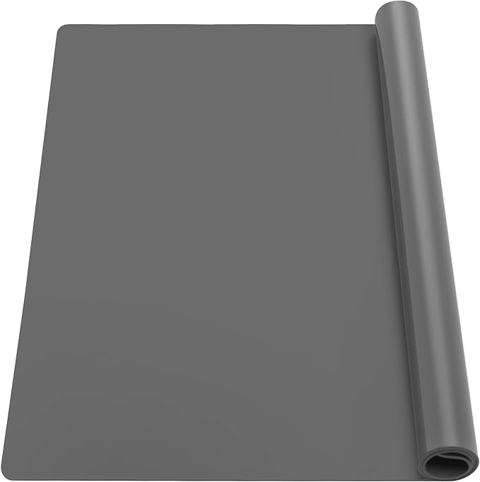 Ewen 25.6"x17.7"x0.08" Large Heat Resistant Silicone Mat for Kitchen Counter, 2mm Thick Countertop Protector Mat, Non-Stick Glass Top Stove Cover Pad for Appliances Coffee Maker Table Workbench Gray