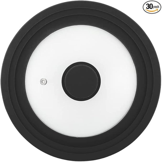 Universal Lid for Pot,Pan,Skillet Fits 6.5",7",8" Cookware Silicon lid Dishwasher Safe, Replacement Lid Vented Tempered Glass with Heat Resistant Silicone Rim By HR Huare Technology, Black,1 Pack