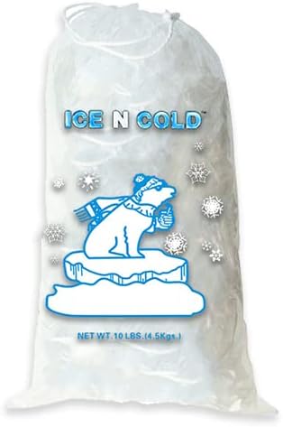 Ice Bags with Drawstring Closure | 10lb, 200ct/cs | 41 mic Thickness | Portable Storage and Freezer Keeper