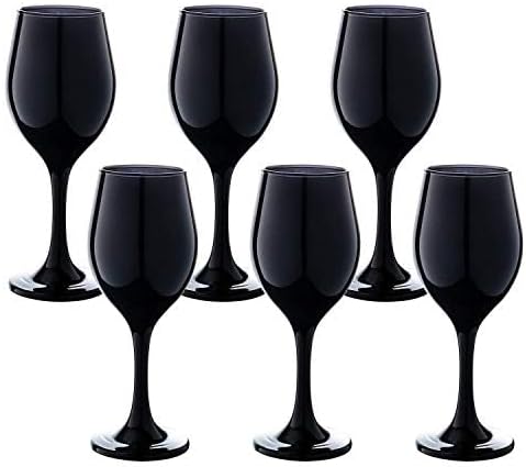 Vikko Black Wine Glasses Set of 6 Glasses Drinking Set Wine Glass, 14 Oz Glass Cup Set With Stem For Red And White Wine, Thick And Durable Wine Glass, Dishwasher Safe