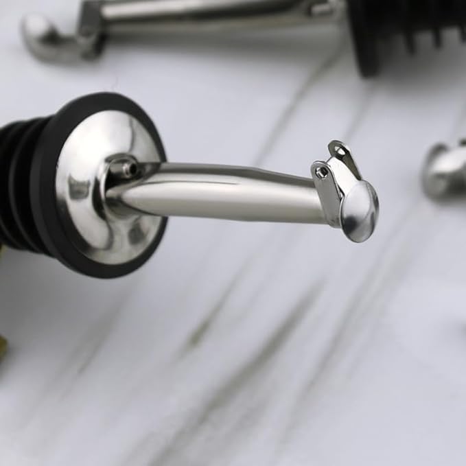2 Pack Oil Spout with Flip Top, Olive Oil Dispenser Spout,Liquor Bottle Pourer Spouts for About 3/4" Bottle Mouth