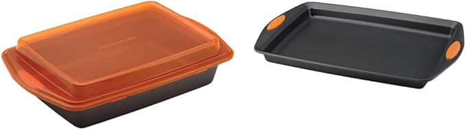 Rachael Ray Bakeware Nonstick Cake Pan With Lid and Cookie Sheet